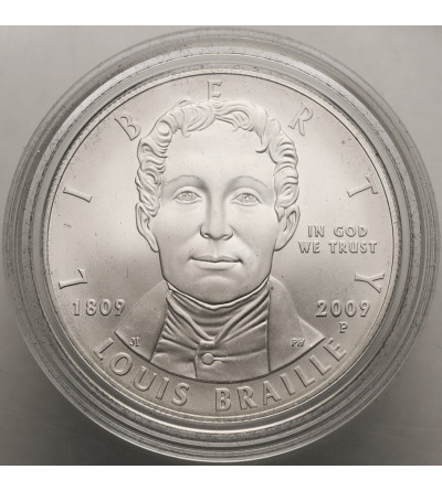 USA. 1 dolar 2009 P, Filadelfia, 200 rocznica urodzin Louisa Braille'a
