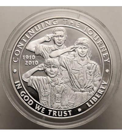 USA. 1 dolar 2010 P, Filadelfia, 100 rocznica powstania organizacji Boy Scouts of America - Proof