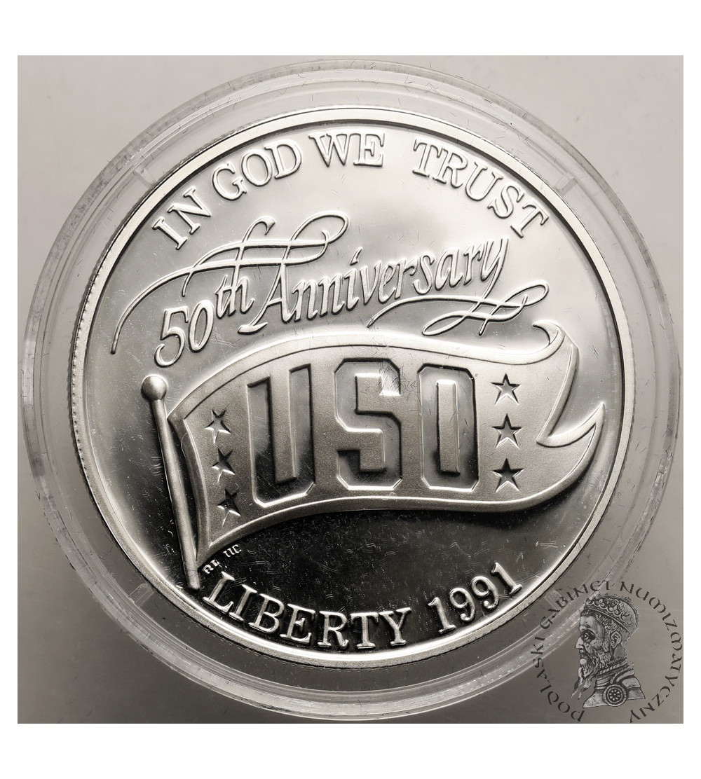USA. 1 dollar 1991 S, San Francisco, 50th anniversary of the United Service Organisations - Proof