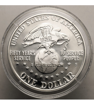 USA. 1 dollar 1991 S, San Francisco, 50th anniversary of the United Service Organisations - Proof