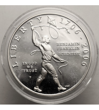 USA. 1 dolar 2006 P, Filadelfia, 300 rocznica urodzin Benjamina Franklina - Proof