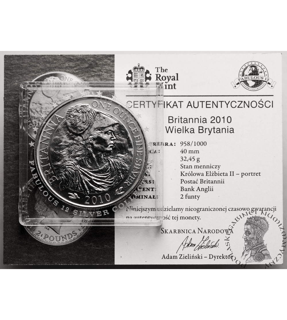 Great Britain, Elizabeth II (1952-2022). 2 Pounds 2010, Britannia - Ag 1 Oz