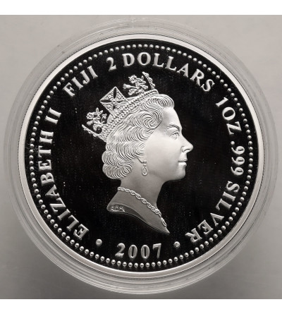 Fiji, Elizabeth II (1952 - 2022). 2 Dollars 2007, “Christmas” - Ag 1 Oz .999