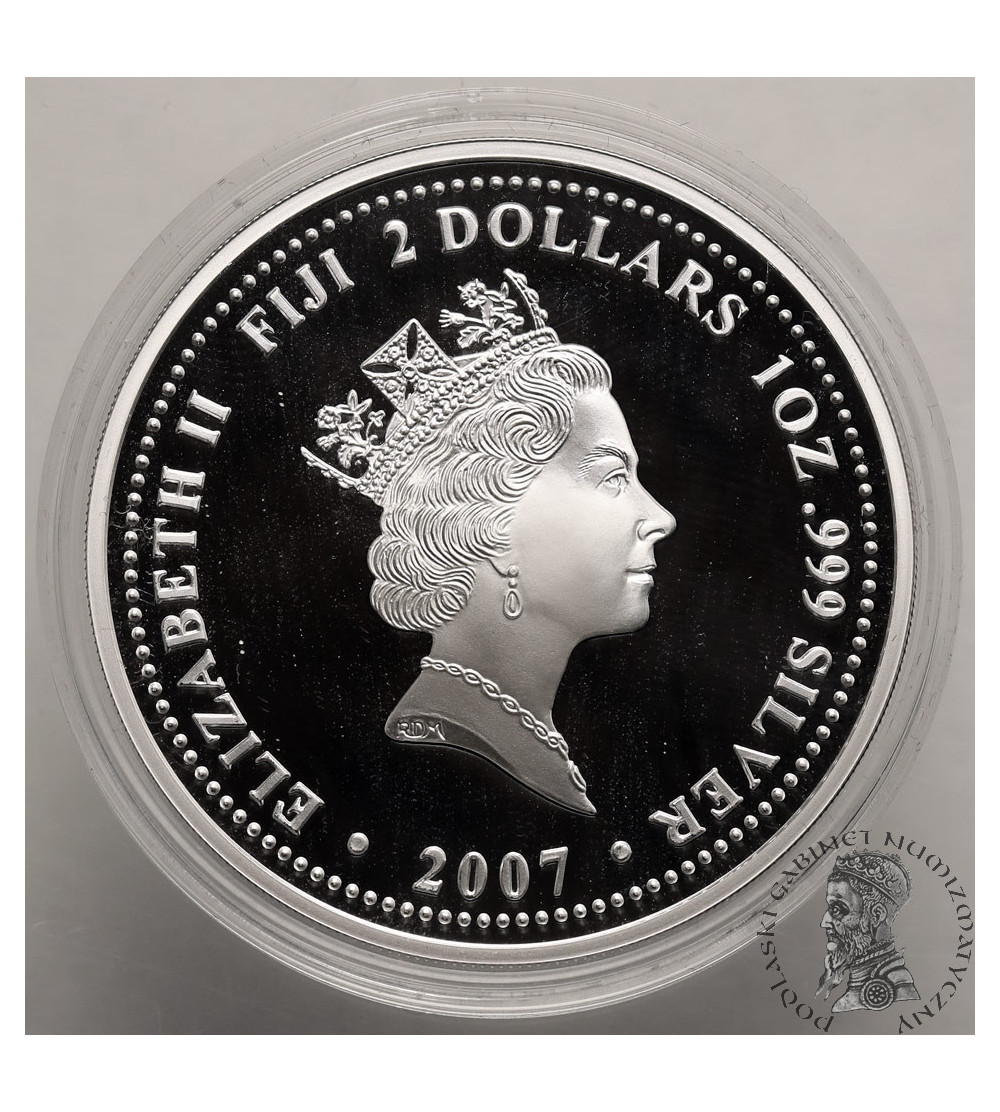 Fiji, Elizabeth II (1952 - 2022). 2 Dollars 2007, “Christmas” - Ag 1 Oz .999