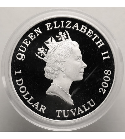 Tuvalu, Elizabeth II (1952 - 2022). 1 Dollar 2008, Christmas tree - Ag 1 Oz .999
