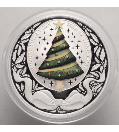 Tuvalu, Elizabeth II (1952 - 2022). 1 Dollar 2008, Christmas tree - Ag 1 Oz .999