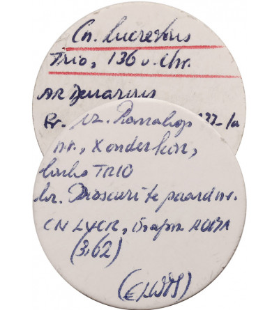 Rzym Republika. Cn. Lucretius Trio, 136 r. p.n.e. AR Denar, mennica Rzym