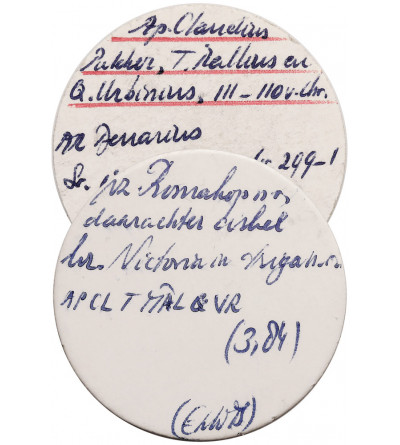 Rzym Republika. Appius Claudius Pulcher, T. Manlius Mancius, Q. Urbinius, 111-110 r. p.n.e. AR Denar, mennica Rzym