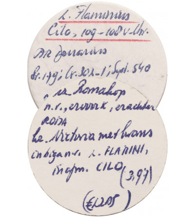 Rzym Republika, L. Flaminius Chilo, 109-108 r. p.n.e. AR Denar, mennica Rzym