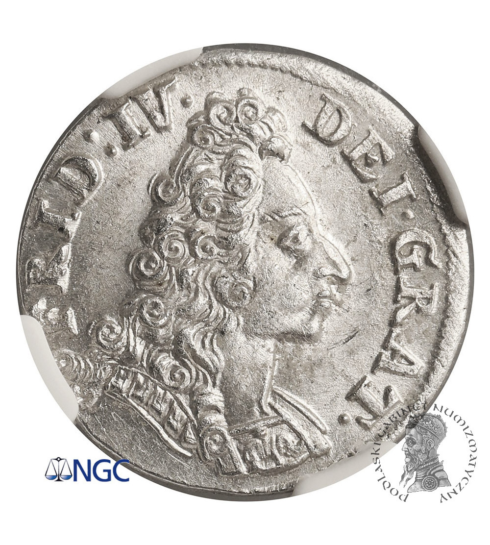 Dania. Frederik IV, 1699-1730. 8 Skilling 1704 CW, Glückstadt - NGC MS 65