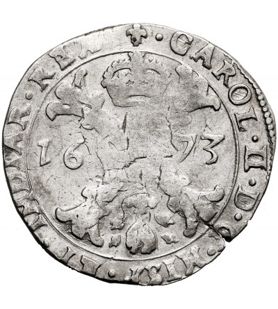 Spanish Netherlands (Belgium), Flandren. 1/2 Patagon 1673, Brugge, Karel II (1665-1700)