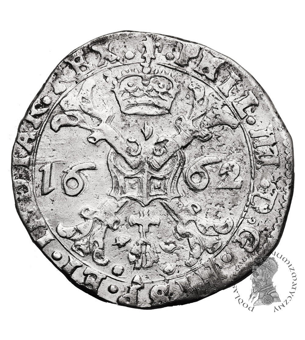 Spanish Netherlands (Belgium), Flandren. 1/2 Patagon 1662, Brugge, Philippe IV Spanish Netherlands (Belgium), Flandren. 1/2 Patagon 1662, Brugge, Philippe IV
