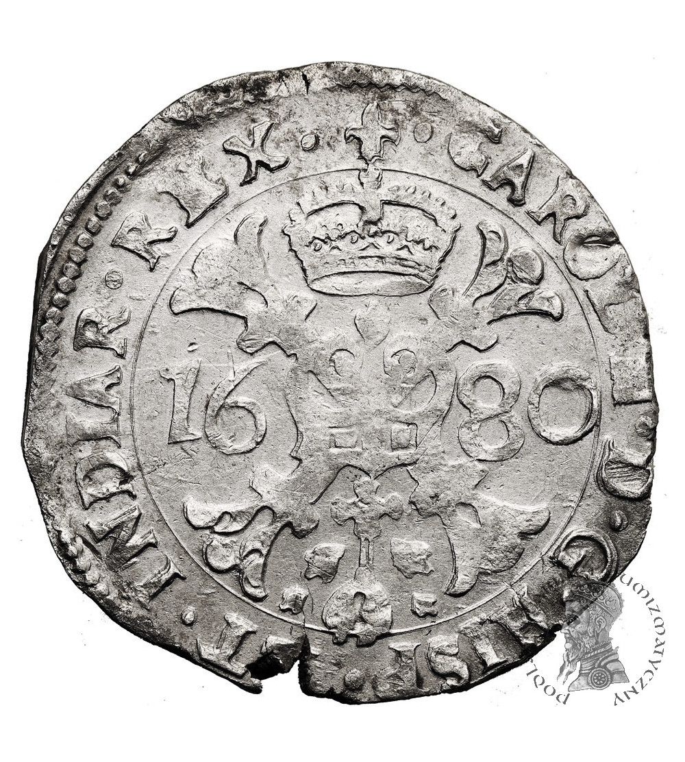 Spanisch Netherlands, Flandres (Belgium). Carol II, 1665-1700. Thalar (Patagon) 1680, Brügge
