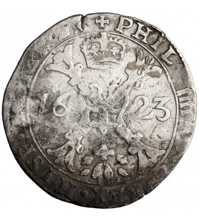 Spanisch Netherlands, Burgundy. Philippe IV 1621-1665. 1/2 Thalar (1/2 Patagon) 1623, Dôle (Dole), cross on the obverse RRR!
