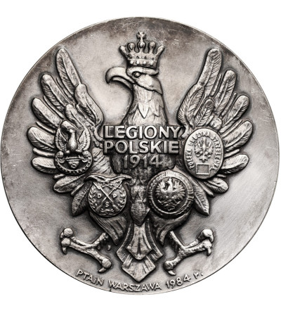 Polska, PRL (1952–1989). Medal 1984, Niepodległość Polski 11 listopada 1918 r., Józef Piłsudski, Legiony Polskie 1914