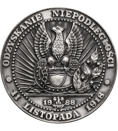 Polska, PRL (1952-1989). Medal 1988, Marszałek Józef Piłsudski, Odzyskanie Niepodległości 11 listopada 1918, T.W.O.