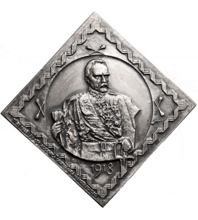 Poland, PRL (1952-1989). Klippe Medal 1988, 70th Anniversary of Regaining Independence, Józef Piłsudski