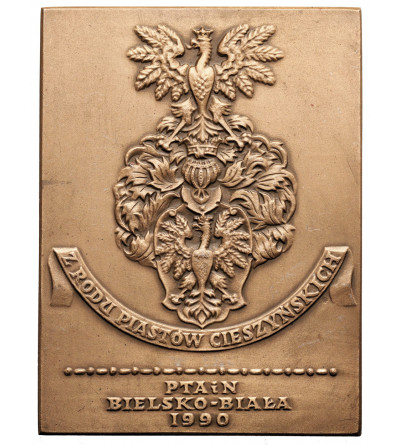 Poland. Plaquette 1990, Adam Wacław of the Piast Dynasty of Cieszyn, PTAiN Bielsko - Biała