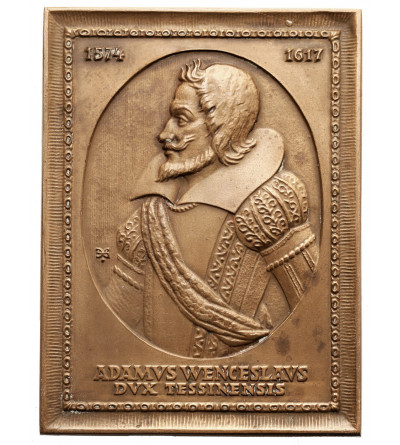 Poland. Plaquette 1990, Adam Wacław of the Piast Dynasty of Cieszyn, PTAiN Bielsko - Biała