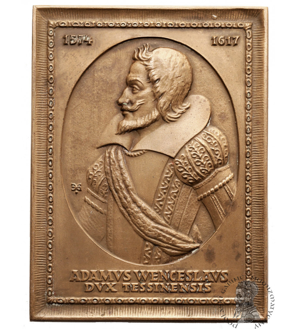 Poland. Plaquette 1990, Adam Wacław of the Piast Dynasty of Cieszyn, PTAiN Bielsko - Biała Poland. Plaquette 1990, Adam Wacław of the Piast Dynasty of Cieszyn, PTAiN Bielsko - Biała