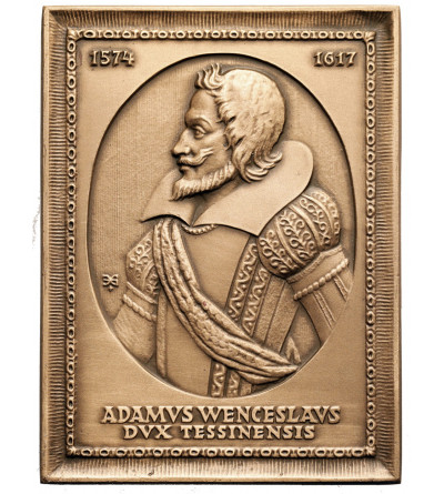 Polska. Plakieta 1990, Adamus Wenceslaus - Adam Wacław z Rodu Piastów Cieszyńskich, PTAiN Bielsko - Biała Polska. Plakieta 1990, Adamus Wenceslaus - Adam Wacław z Rodu Piastów Cieszyńskich, PTAiN Bielsko - Biała