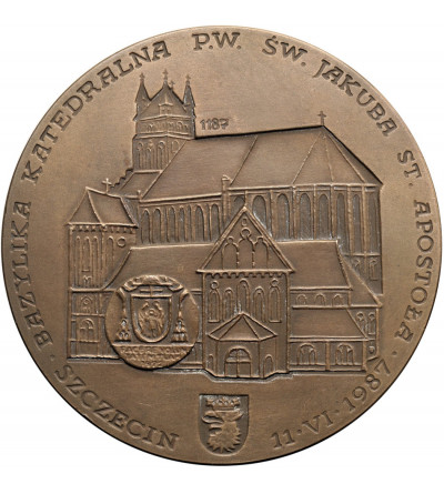 Polska, PRL (1952–1989). Medal pamiątkowy z okazji Trzeciej Pielgrzymki Jana Pawła II do Polski 1987, Szczecin