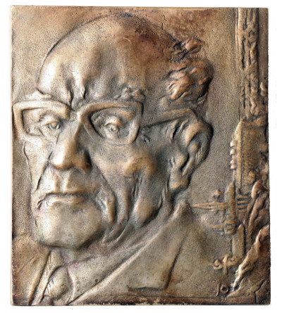 Poland, PRL (1952–1989). 1985 plaquette commemorating the Sandomierz Meetings with Jarosław Iwaszkiewicz