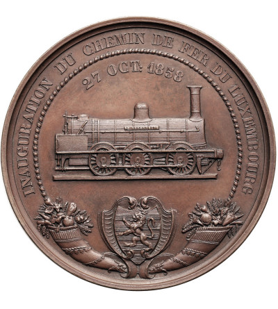 Luxembourg, William III (1849-1890). Medal 1858 commemorating the opening of the railway line in Luxembourg, Victor Tesch