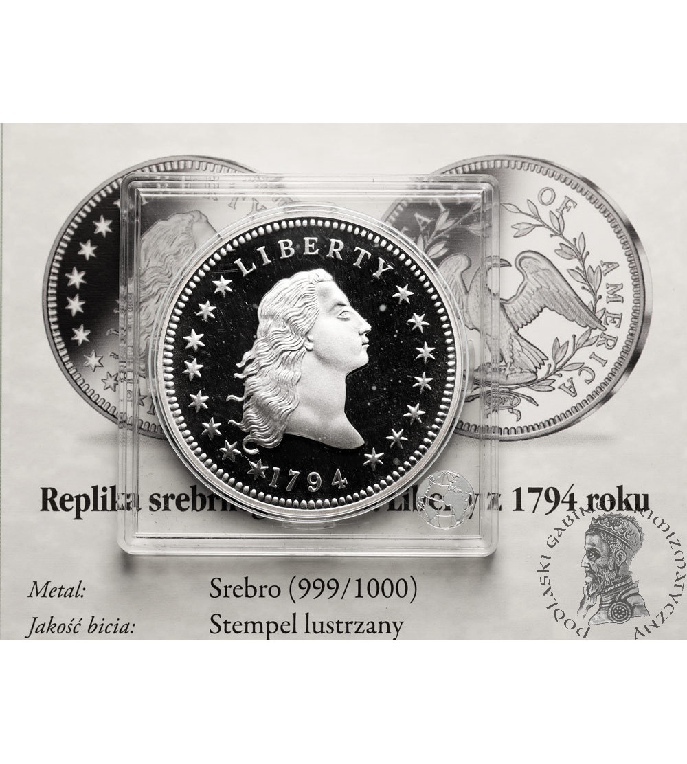 USA. Replica of a Silver Liberty Dollar from 1794