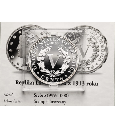 USA. Replika Liberty Head z 1913 roku