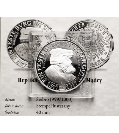 Germany, Saxony. Replica of 3 Marks, Frederick the Wise from 1917