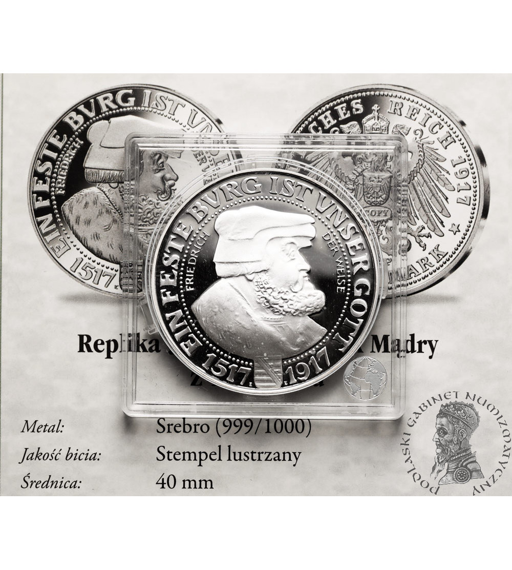 Germany, Saxony. Replica of 3 Marks, Frederick the Wise from 1917