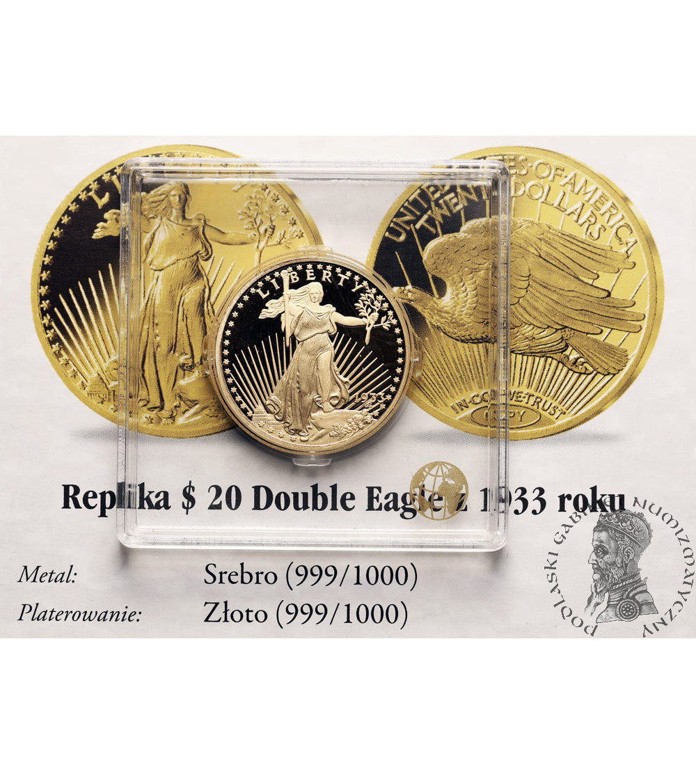 USA. Replika 20 dolarów Double Eagle z 1933 roku