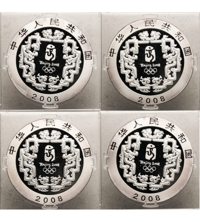 China. Silver Proof Coin Set, 10 Yuan 2008, Olympic Games - Beijing 2008, (4 x 1 Oz Ag .999)