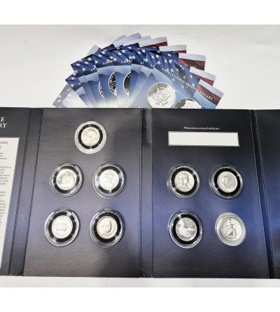 USA. American Silver Dollars Set, 9 official half Dollars in a folder