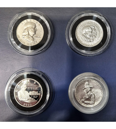 USA. American Silver Dollars Set, 9 official half Dollars in a folder