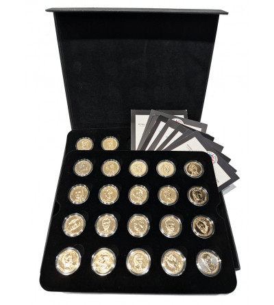 USA. Collection “Famous American Presidential Dollars”, 22 pcs, National Treasury, Gold-plated