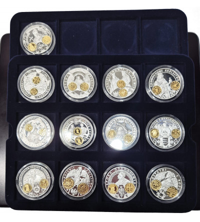 Poland. Collection “1000 Years of Polish Money”, 13 pcs, National Treasury, Silver and Gold plated medals