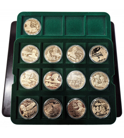 Poland. Collection “Poles in World War II 1939-1945,” 13 pcs, National Treasury, Gold-plated medals