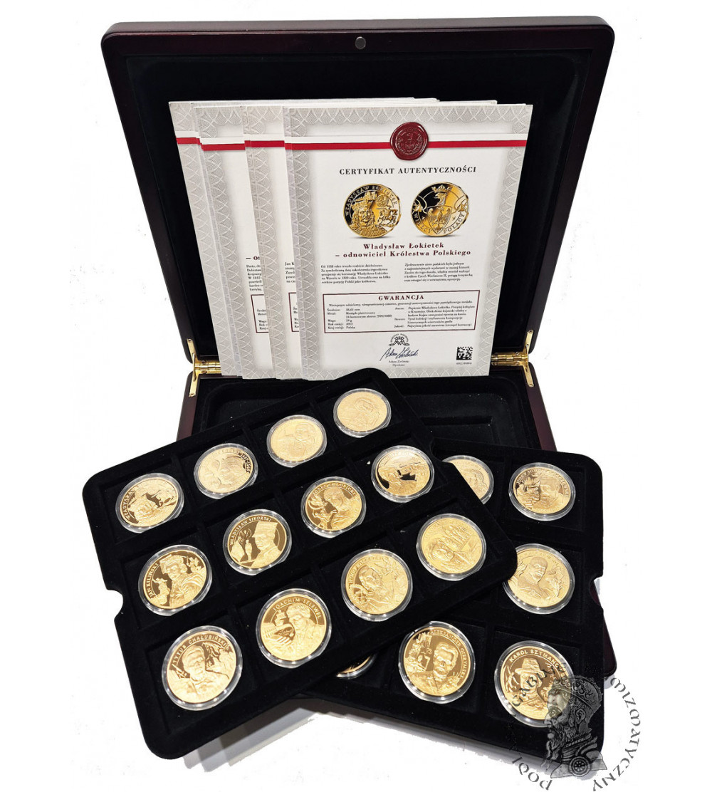 Poland. Collection “Great Poles Distinguished for Independence,” 24 pcs, National Treasury, Gold-plated medals