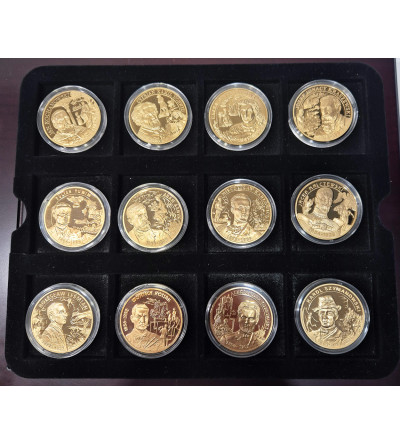 Poland. Collection “Great Poles Distinguished for Independence,” 24 pcs, National Treasury, Gold-plated medals