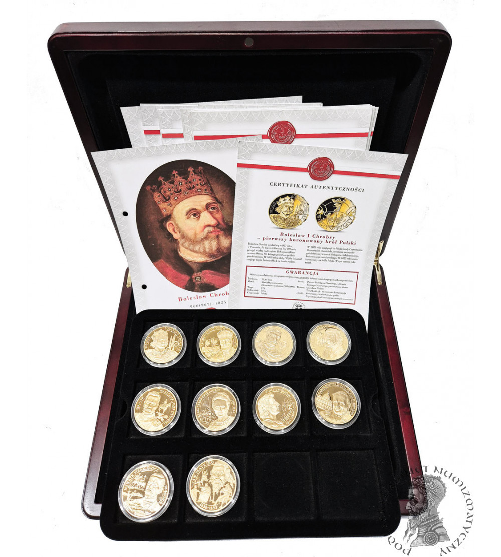 Poland. Collection “Great Poles Distinguished for Independence,” 10 pcs, National Treasury, Gold-plated medals