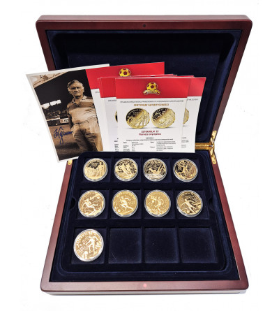 Poland. “ Official issue of commemorative football medals plated with pure Gold ” 9 pcs, National Treasury