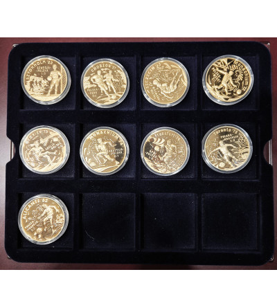 Poland. “ Official issue of commemorative football medals plated with pure Gold ” 9 pcs, National Treasury
