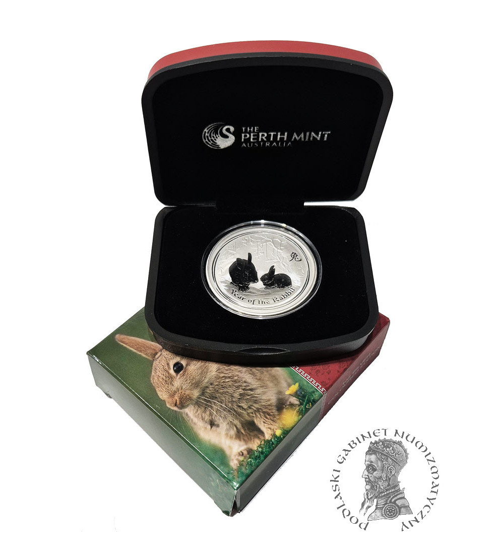 Australia. 1 Dolar 2011 P, Rok Królika, 1 Oz Ag .999