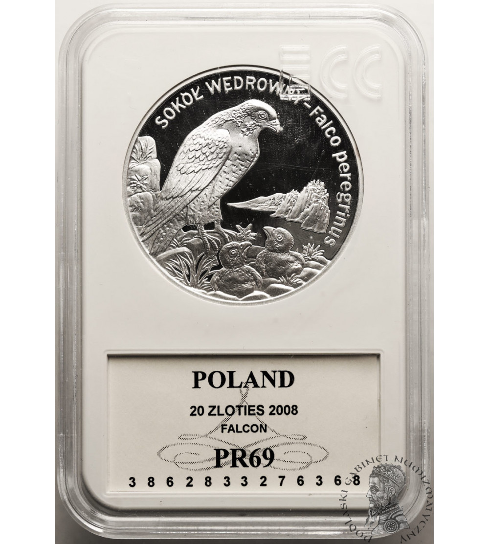 Polska. 20 złotych 2008, Sokół wędrowny - GCN ECC PR 69