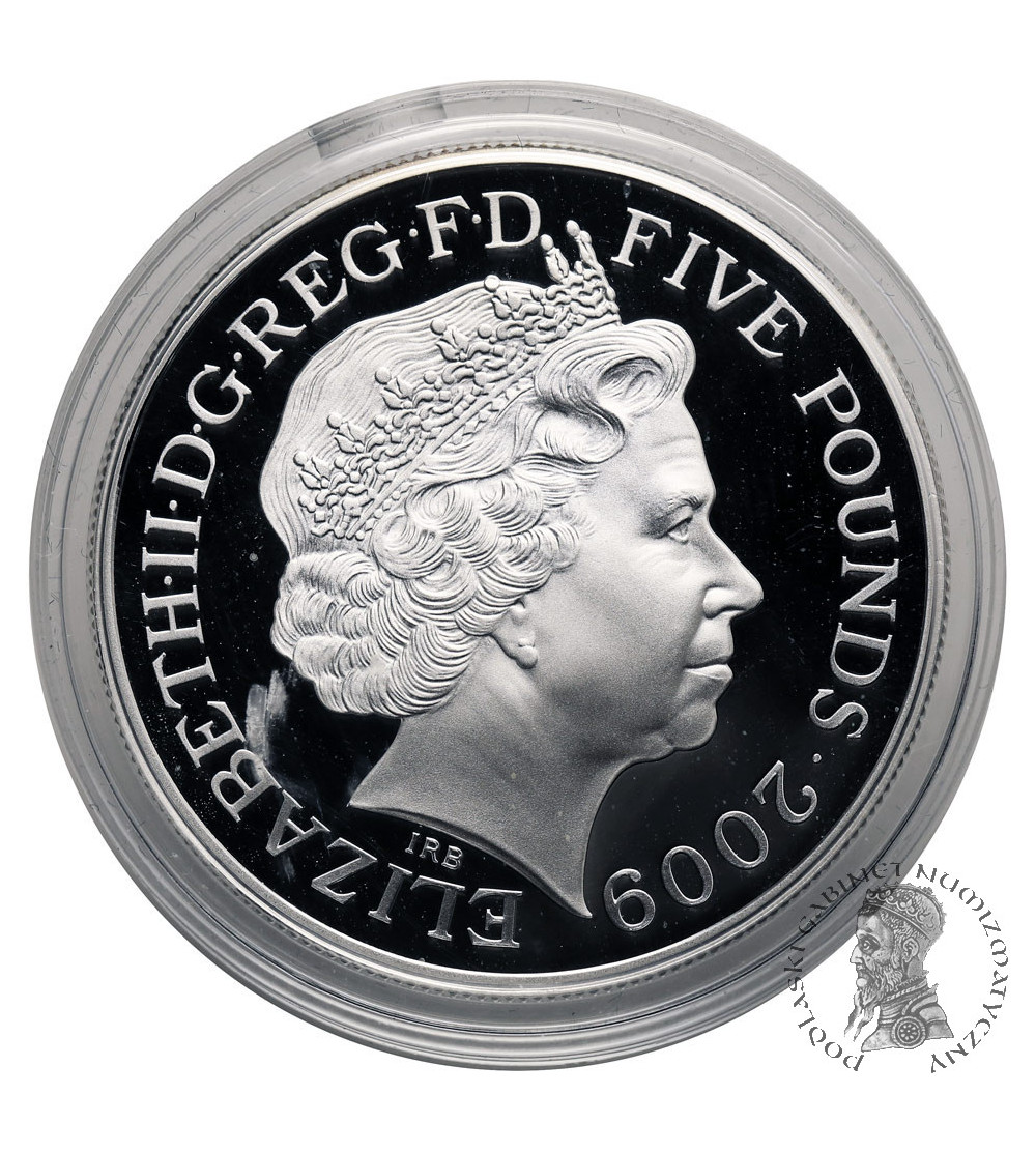 Wielka Brytania. 5 funtów 2009, Isaac Newton, XXX Igrzyska Olimpijskie, Londyn 2012, srebro .925