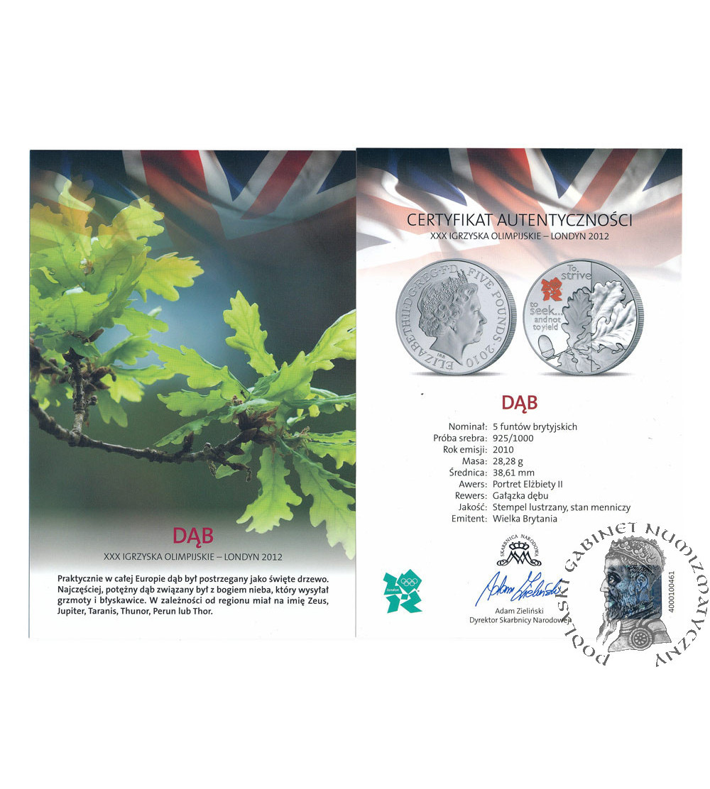 Great Britain. 5 Pounds 2010, Oak, XXX Olympic Games, London 2012, Sterling Silver