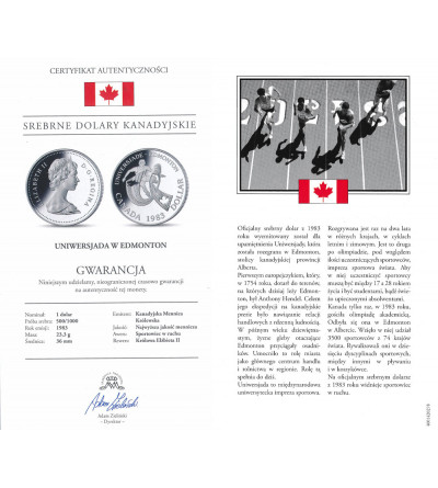 Kanada, Elżbieta II (1952-2022). 1 dolar 1983, Światowe Igrzyska Uniwersyteckie 1983, Edmonton