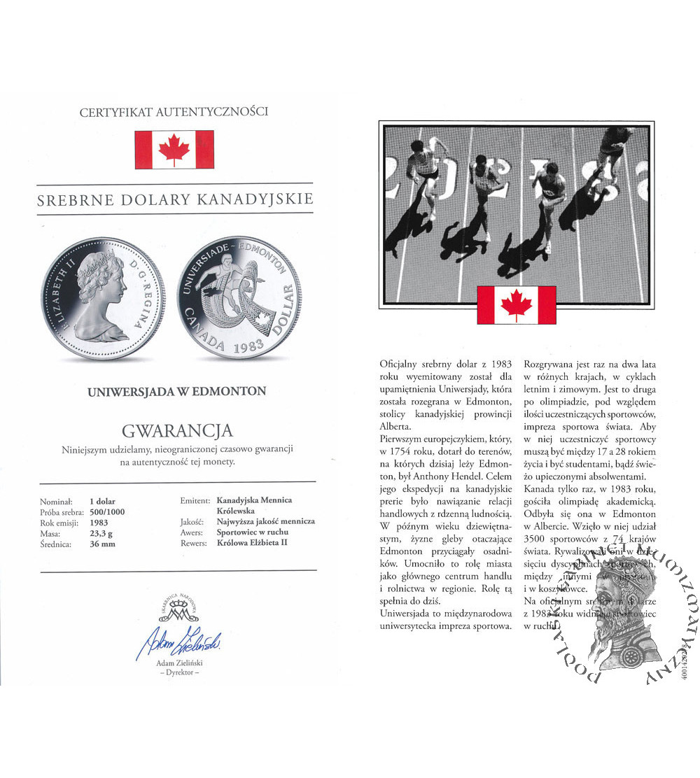 Canada, Elizabeth II (1952-2022). 1 Dollar 1983, World University Games 1983, Edmonton